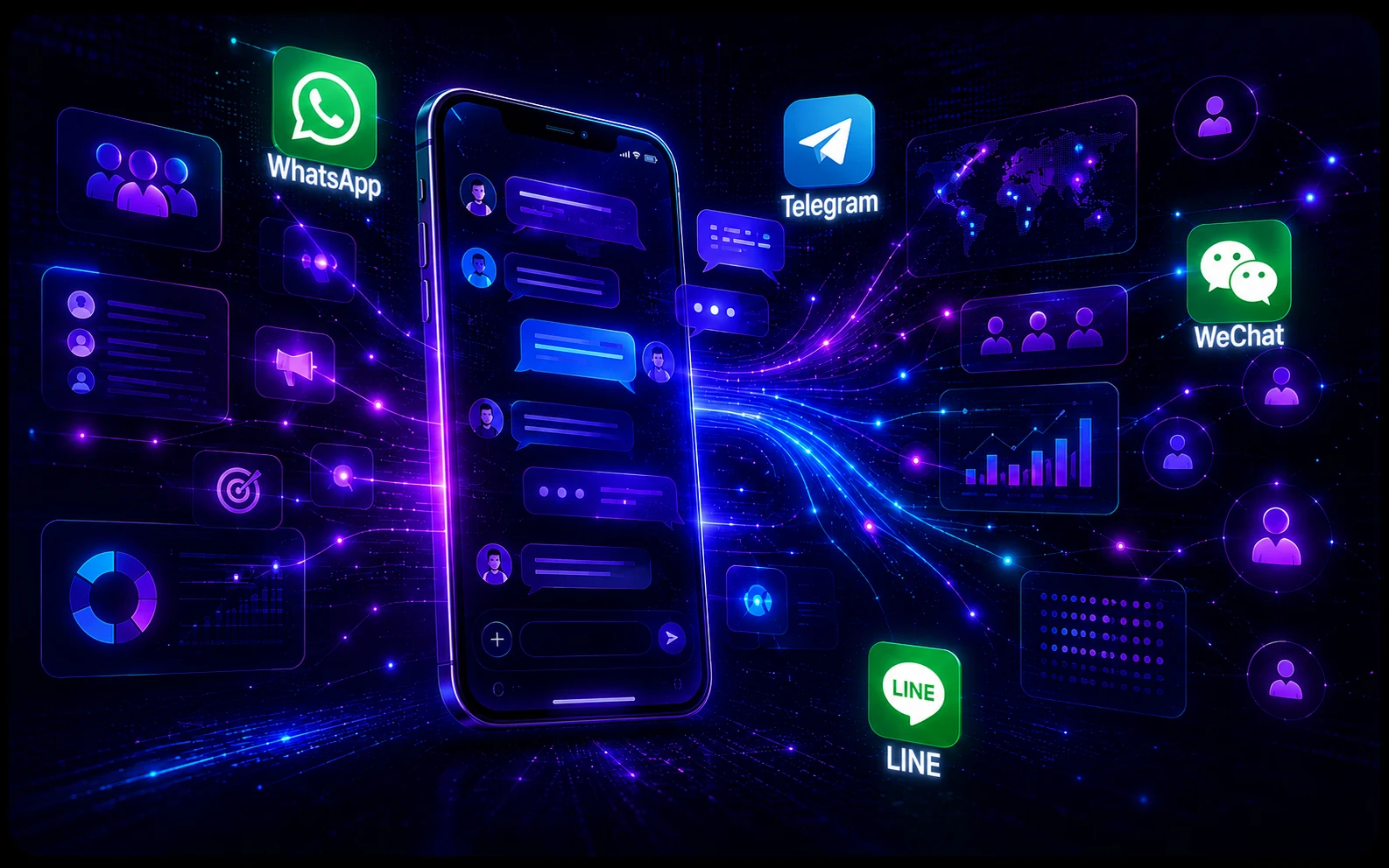 ANVO messaging app marketing on WhatsApp Telegram WeChat and LINE